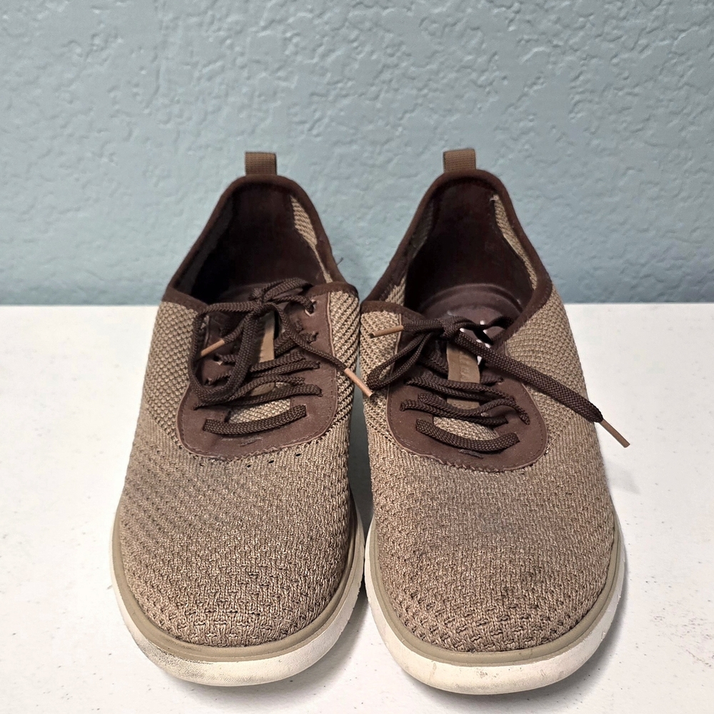 Brown Knit Lace-Up Sneakers